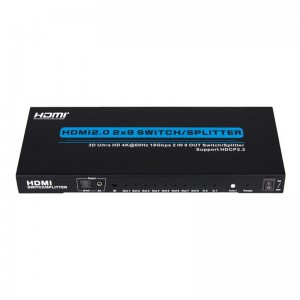 V2.0 HDMI 2x8 Switch \/ Splitter-Unterstützung 3D Ultra HD 4Kx2K @ 60Hz HDCP2.2