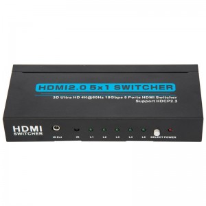 V2.0 HDMI 5x1 Switcher Unterstützt 3D Ultra HD 4Kx2K @ 60Hz HDCP2.2