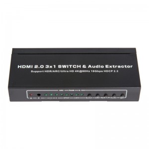 V2.0 HDMI 3x1 Switcher & Audio Extractor Unterstützung ARC Ultra HD 4Kx2K @ 60Hz HDCP2.2 18Gbps