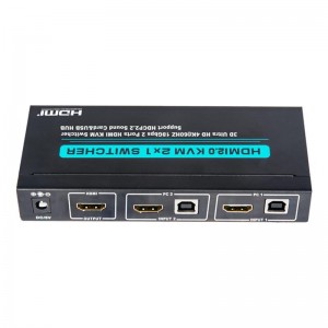 V2.0 HDMI KVM 2x1 Switch Unterstützung Ultra HD 4Kx2K @ 60Hz HDCP2.2 18Gbps Soundkarte & USB Hub
