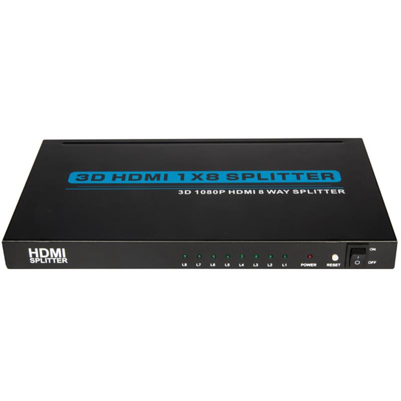 8 Anschlüsse HDMI 1x8 Splitter Unterstützung 3D Full HD 1080P