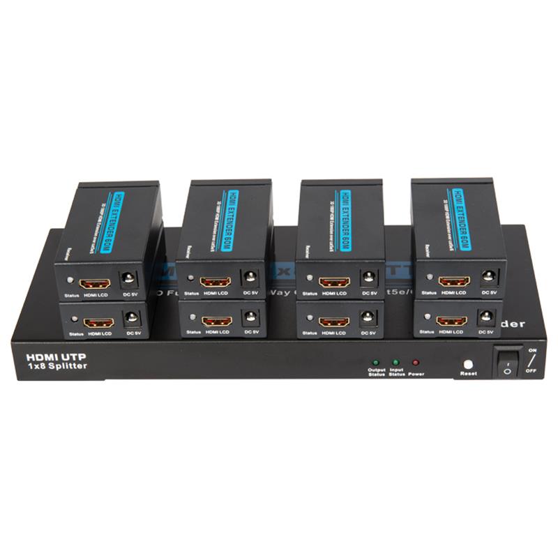 8 Ports HDMI UTP 1x8 Splitter über Single Cat5e \/ 6 Mit 8 Empfängern bis zu 60 m