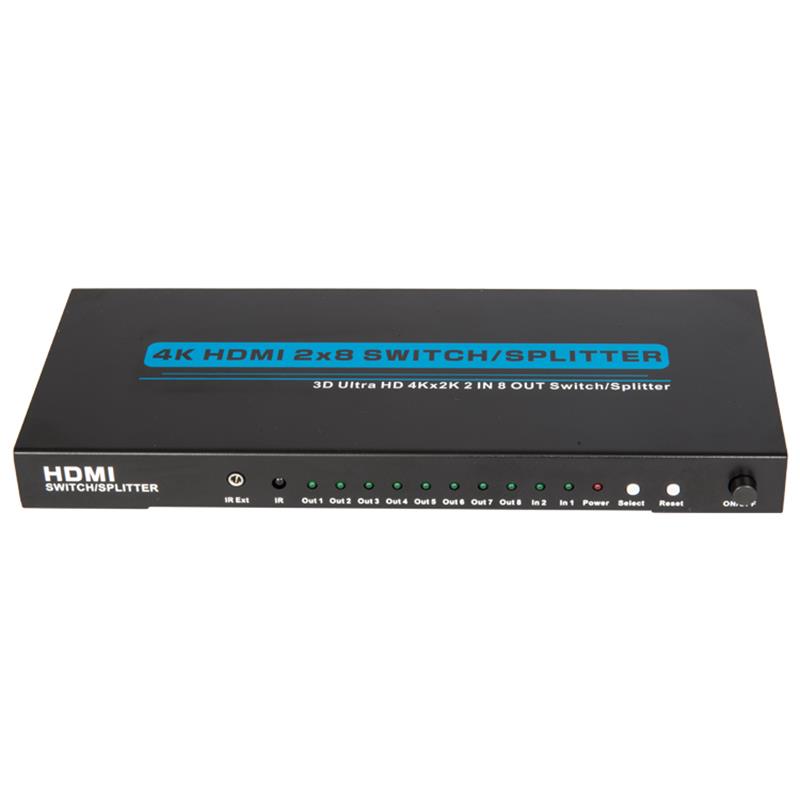 4K \/ 30Hz HDMI 2x8 Switcher \/ Splitter Unterstützung 3D Ultra HD 4Kx2K \/ 30Hz