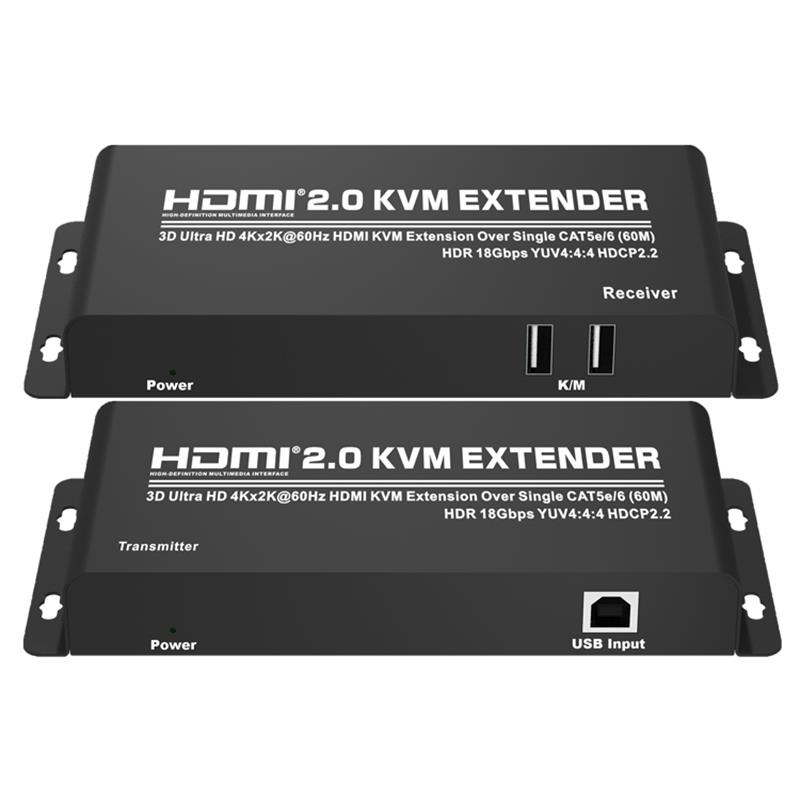 HDMI 2.0 KVM Extender 60 m über Single CAT5e \/ 6 Unterstützt Ultra HD 4Kx2K bei 60 Hz HDCP2.2